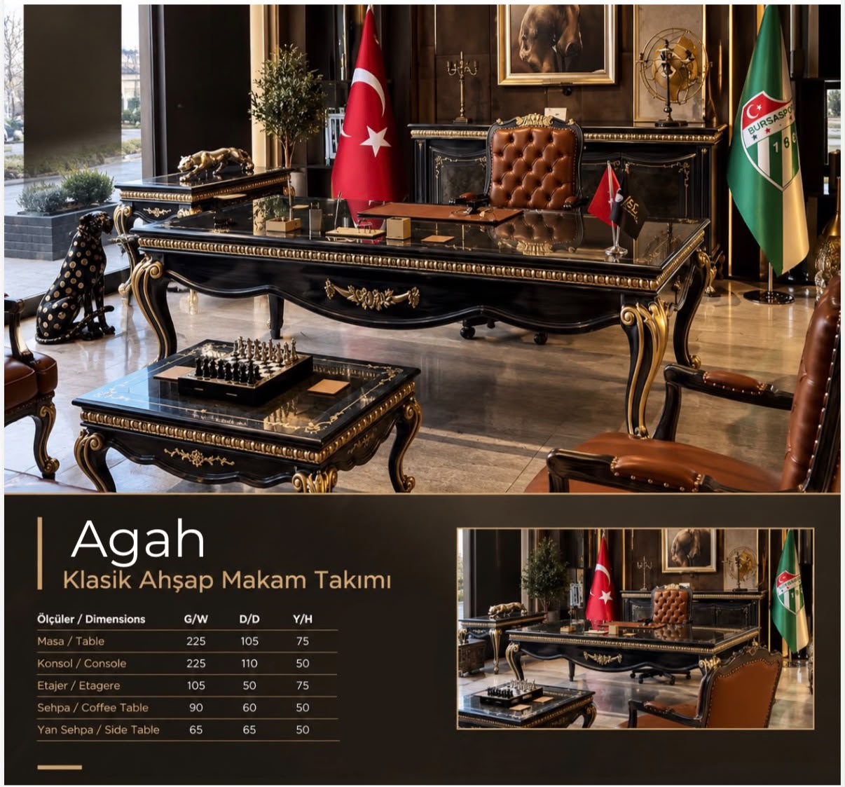 Agah Klasik Ahşap Makam Takımı